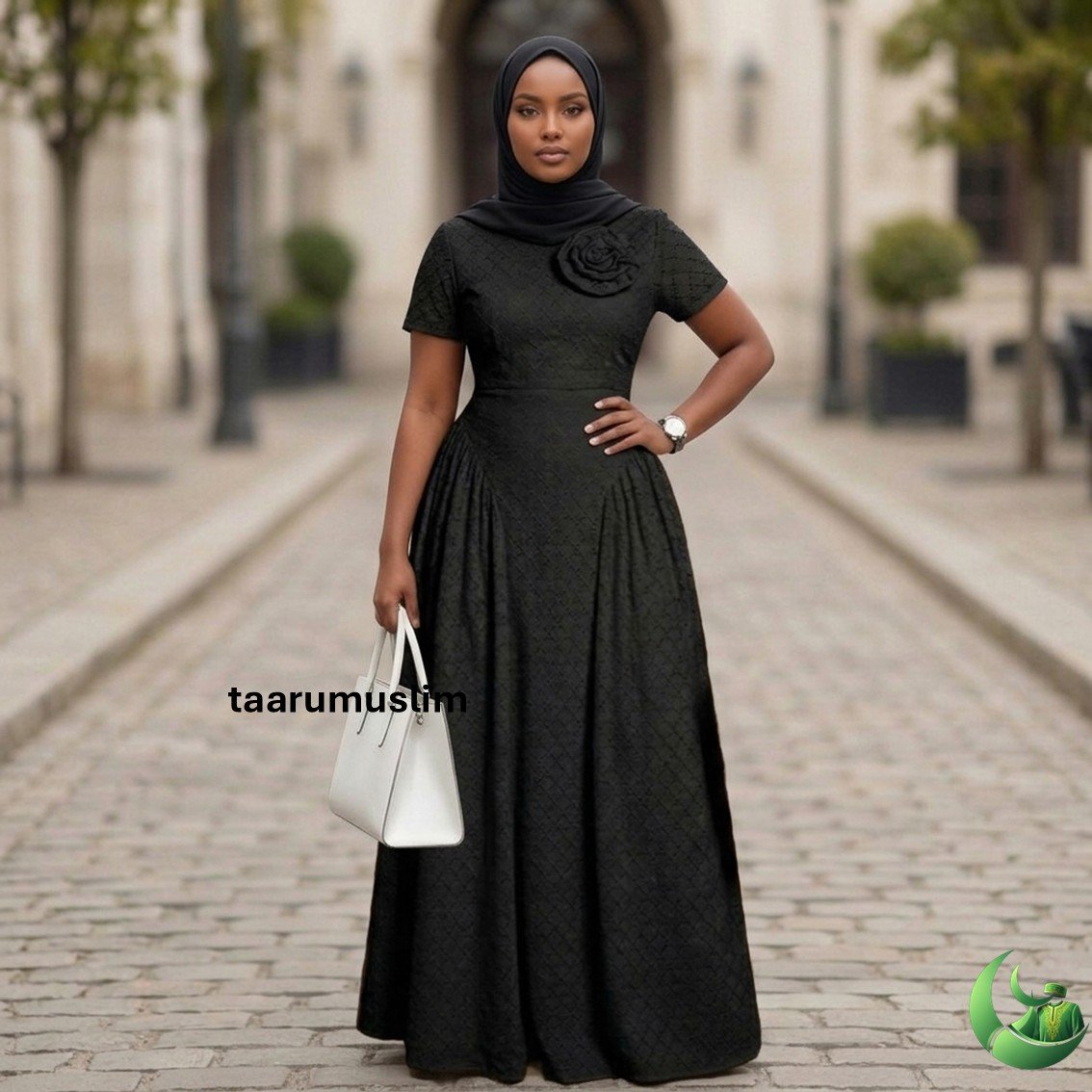 robe-de-fete-noire-chic-musulmane-broderie-dakar