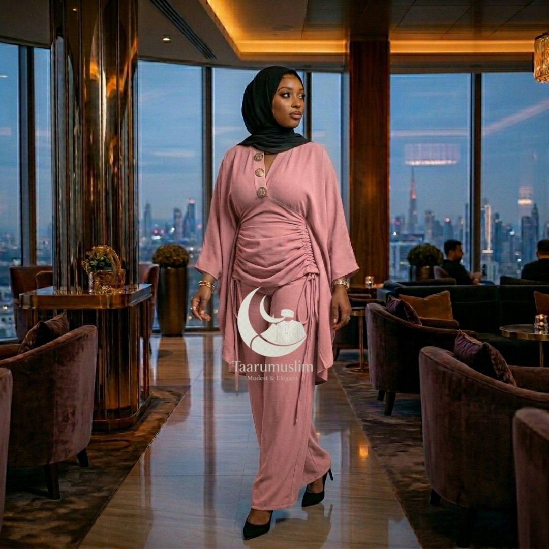 tenue-femme-chic-rose-poudré-modest-fashion-senegal