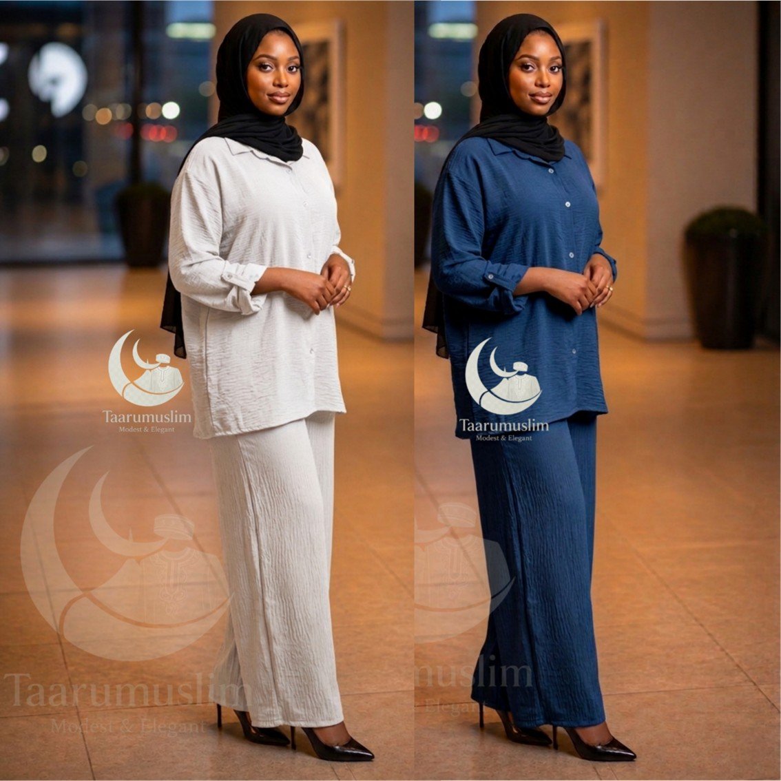 Ensemble Chemise et Pantalon Large Dakar - Tenue Fluide Modest Fashion