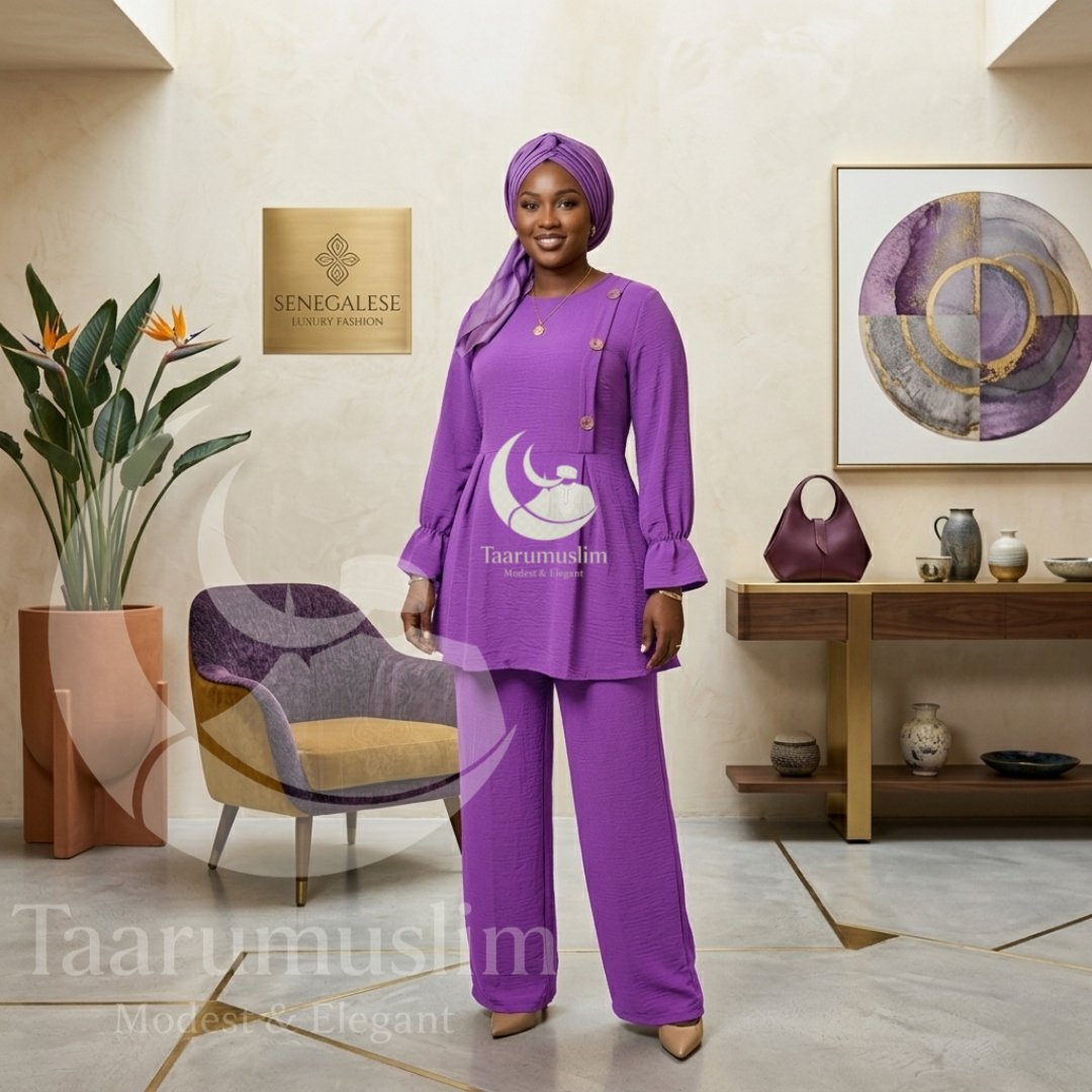 Ensemble Plissé Femme Dakar - Tenue Fluide Luxe Modest Fashion - vue 2