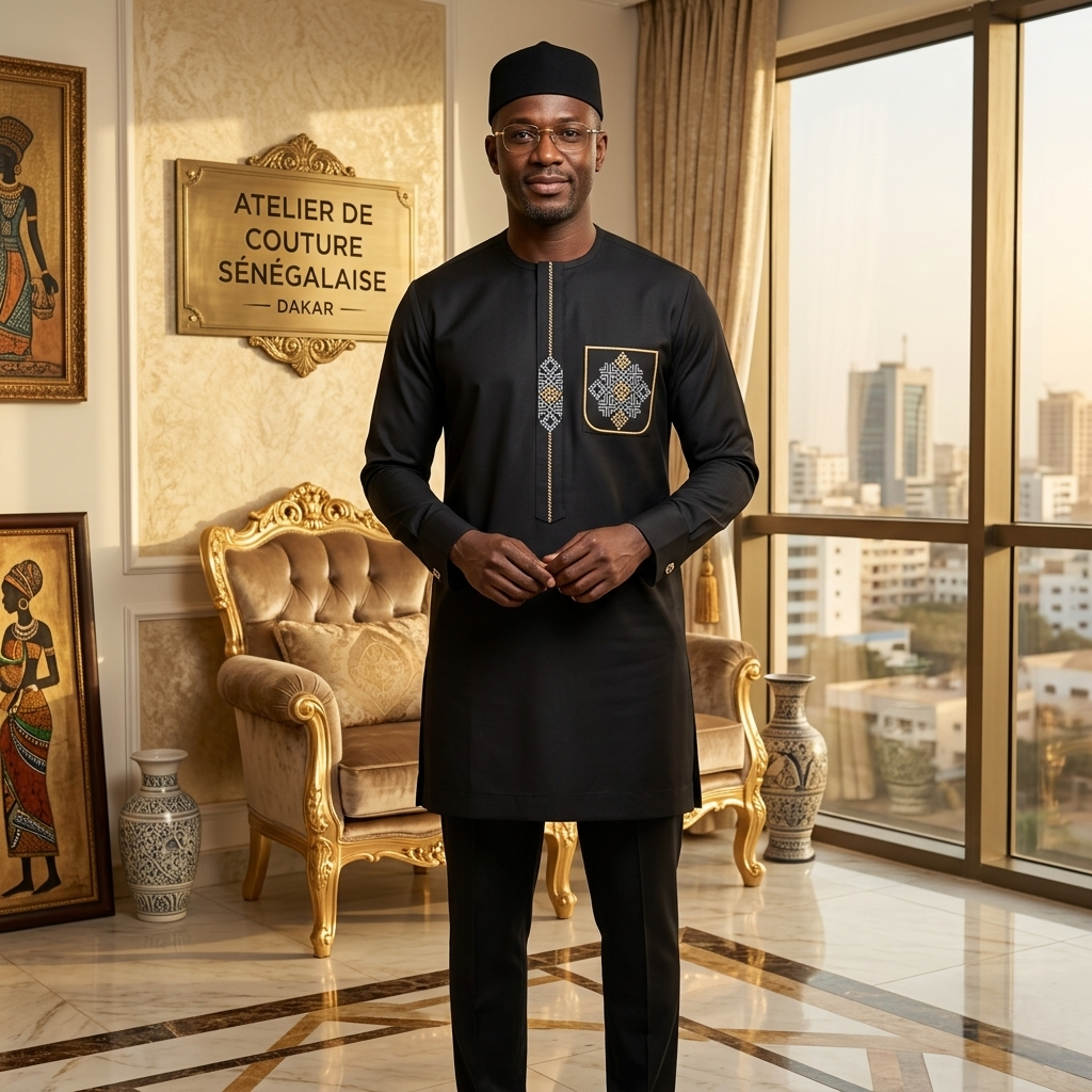 Ensemble Tunique Simple & Pantalon Droit - Prêt-à-porter - Homme Dakar